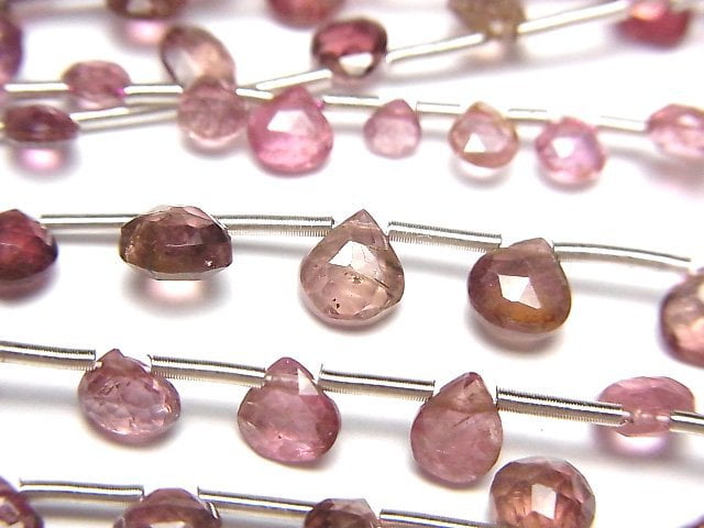 [Video] Pink Tourmaline AA+ Chestnut Faceted Briolette 1strand beads (aprx.6inch / 16cm)