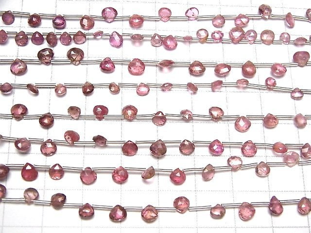 [Video] Pink Tourmaline AA+ Chestnut Faceted Briolette 1strand beads (aprx.6inch / 16cm)