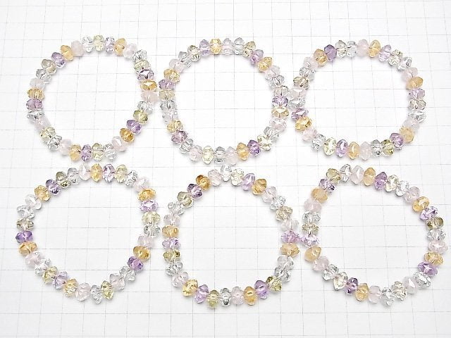 [Video] High Quality! Mixed Stone AAA- Star Faceted Button Roundel 9x9x6mm Bracelet