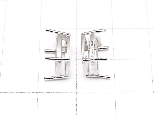 [Video] Silver925 Pendant Frame Square Faceted 10mm Rhodium Plated 1pc