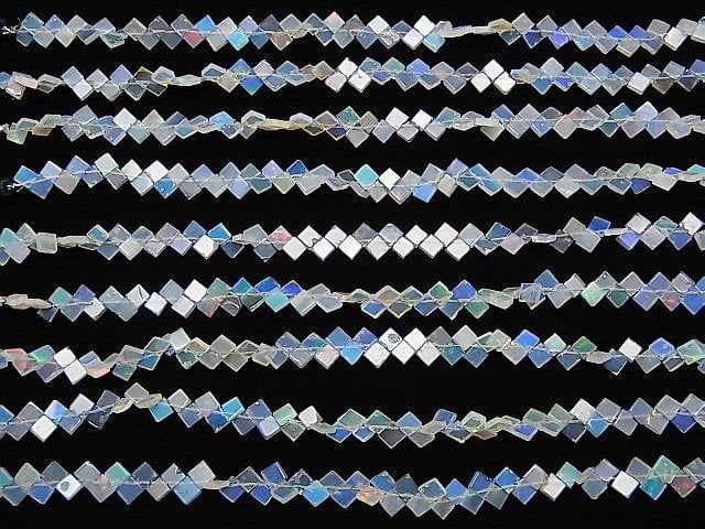 [Video] Ethiopia Opal Flat Diamond 6x6mm 1strand beads (aprx.7inch/18cm)