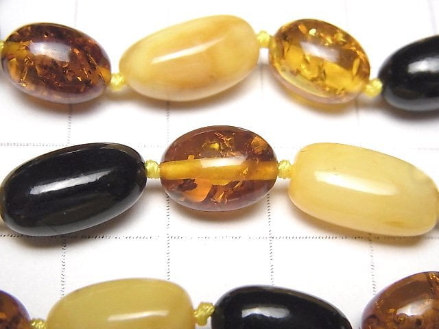 [Video] Baltic Amber Multicolor Nugget Necklace 1strand beads (aprx.19inch / 46cm)