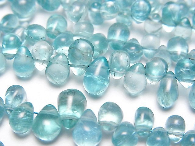 [Video]High Quality Apatite AAA- Drop (Smooth) half or 1strand beads (aprx.7inch/18cm)