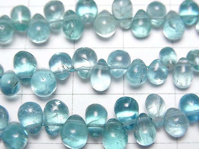 [Video]High Quality Apatite AAA- Drop (Smooth) half or 1strand beads (aprx.7inch/18cm)