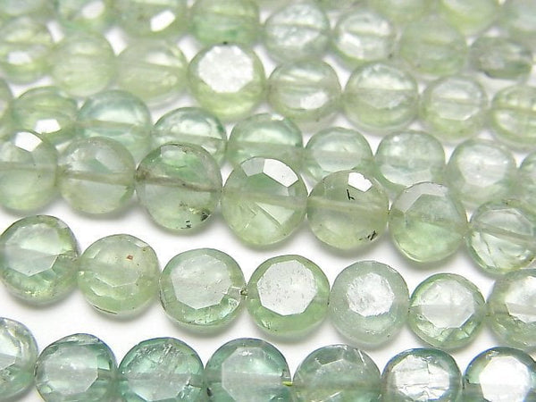 [Video]High Quality Green Kyanite AA++ Faceted Coin half or 1strand beads (aprx.7inch/18cm)