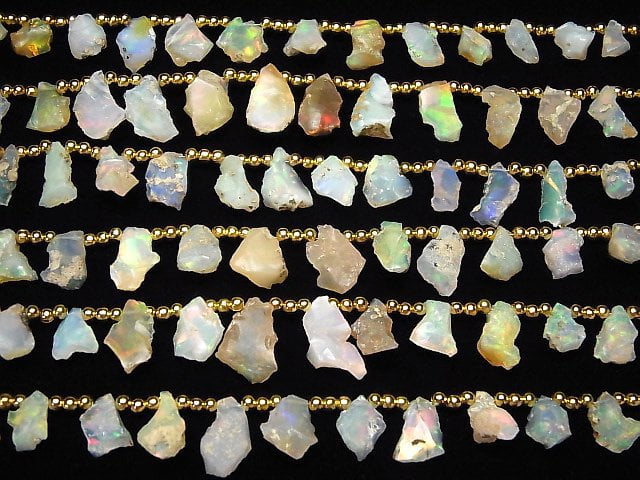 [Video] Ethiopia Opal AA++ Rough Rock Nugget Top Side Drilled Hole 1strand (12pcs )