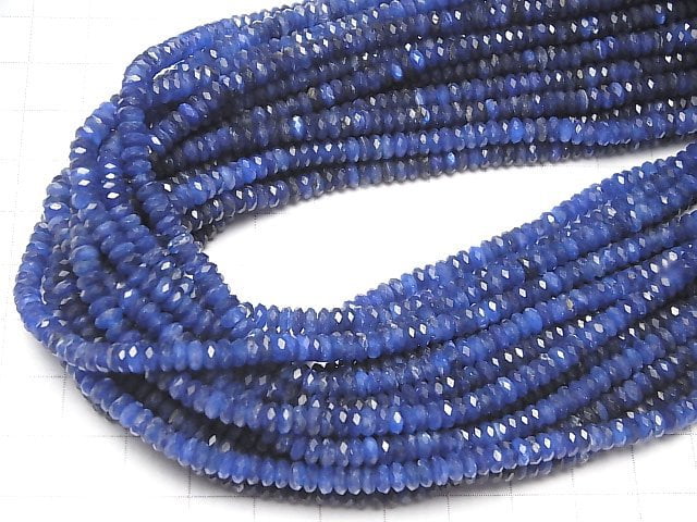 [Video] Kyanite AA+ Faceted Button Roundel 4x4x1.5mm half or 1strand beads (aprx.12inch / 30cm)