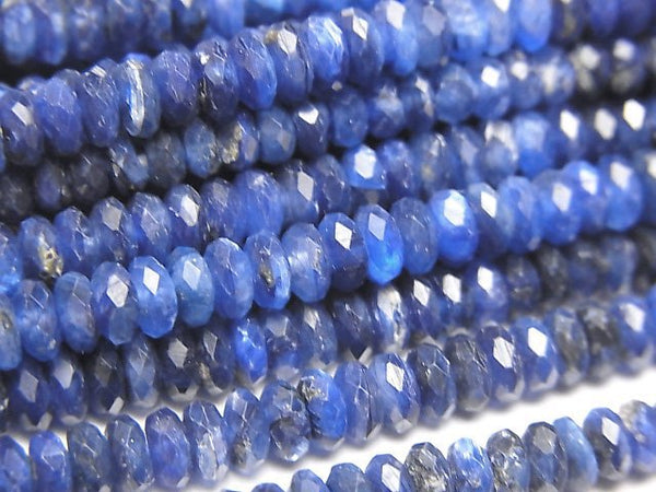 [Video] Kyanite AA+ Faceted Button Roundel half or 1strand beads (aprx.12inch/30cm)