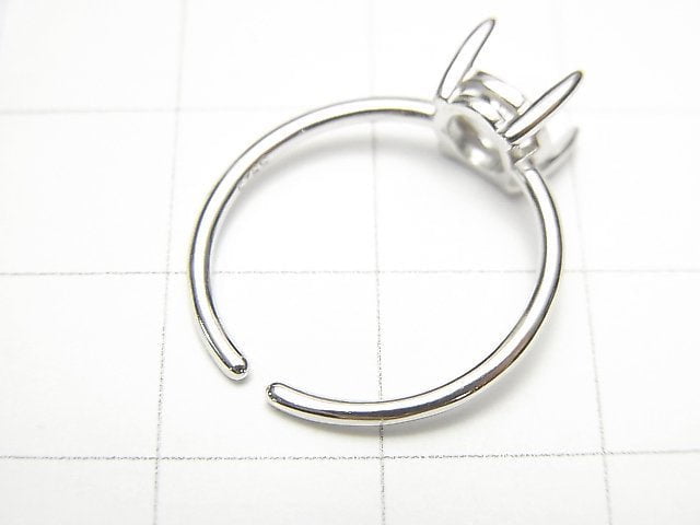 [Video] Silver925 Ring Empty Frame (Claw Clasp) Round Faceted 5.5mm Rhodium Plated Free Size 1pc