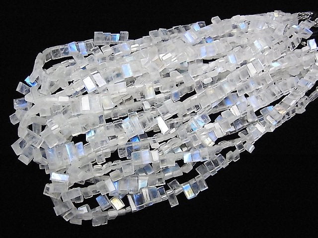 [Video]High Quality Rainbow Moonstone AAA- Faceted Rectangle half or 1strand beads (aprx.10inch/25cm)