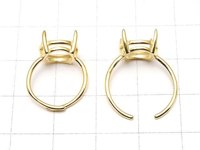 [Video] Silver925 Ring Frame (Prong Setting) Round Faceted 10mm 18KGP Free Size 1pc