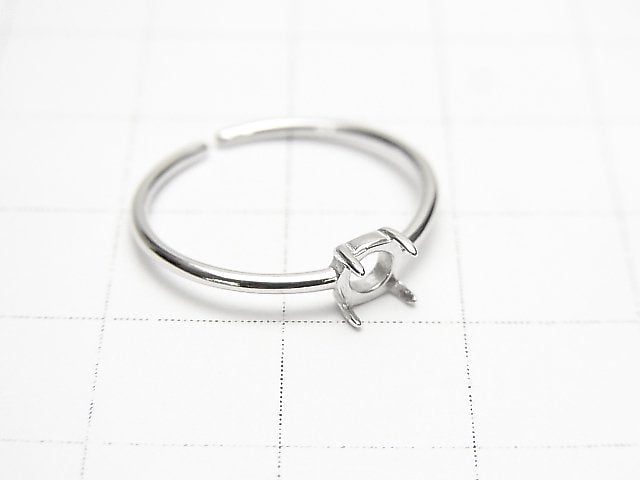 [Video] Silver925 Ring Empty Frame (Claw Clasp) Round 3.5mm Rhodium Plated Free Size 1pc