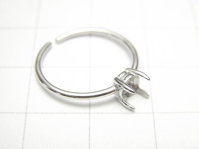 [Video] Silver925 Ring Empty Frame (Claw Clasp) Round Faceted 3.5mm Rhodium Plated Free Size 1pc
