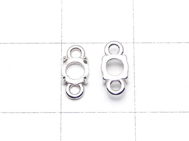 [Video] Silver925 Empty Frame Round 4mm [Both Side ] Rhodium Plated 2pcs