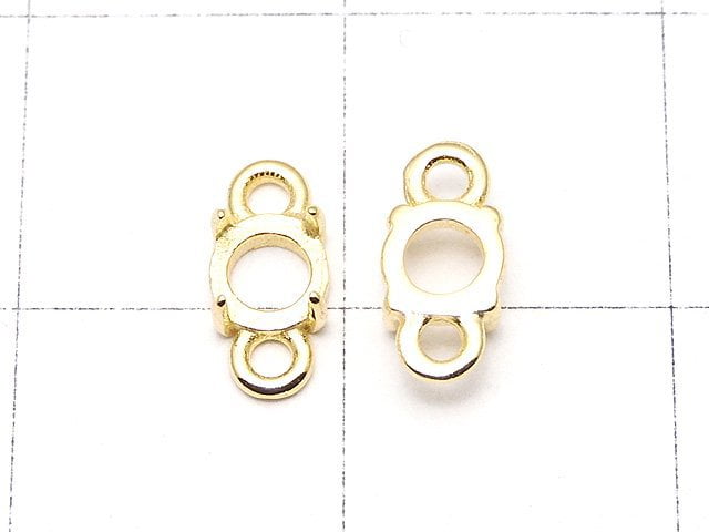 [Video]Silver925 Empty Frame Round 4mm [Both Side ] Hairline 18KGP 2pcs