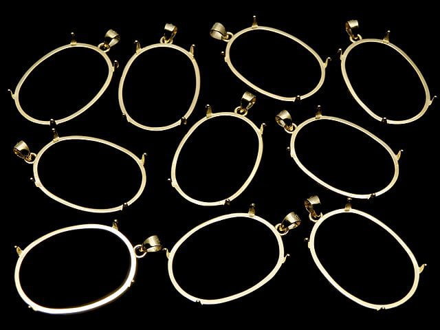 [Video] Silver925 Pendant Frame Oval 25x18mm Hairline 18KGP 1pc