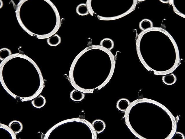 [Video]Silver925 Empty Frame Oval 10x8mm [Both Side ] Rhodium Plated 1pc