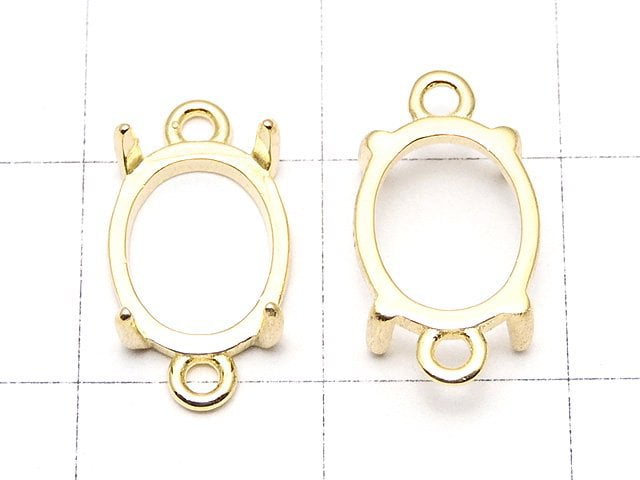 [Video]Silver925 Empty Frame Oval 10x8mm [Both Side ] Hairline 18KGP 1pc