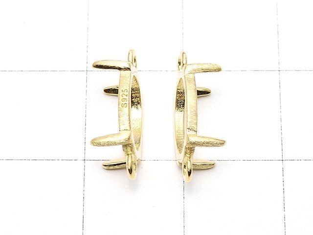 [Video]Silver925 Empty Frame Oval 10x8mm [Both Side ] Hairline 18KGP 1pc