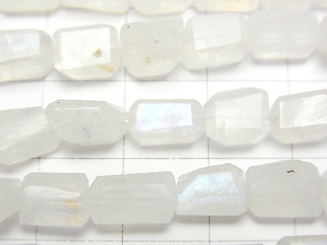 [Video]High Quality Rainbow Moonstone AA++ Faceted Nugget half or 1strand beads (aprx.11inch/28cm)
