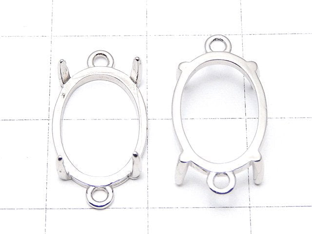 [Video]Silver925 Frame Oval 14x10mm [Both Side ] Rhodium Plated 1pc