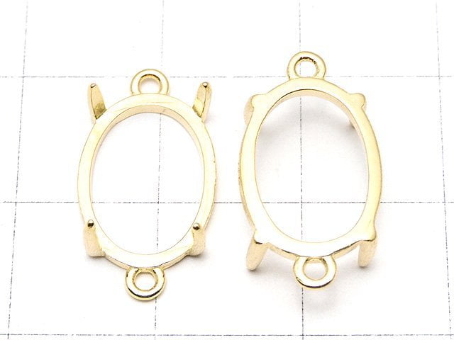 [Video]Silver925 Empty Frame Oval 14x10mm [Both Side ] Hairline 18KGP 1pc