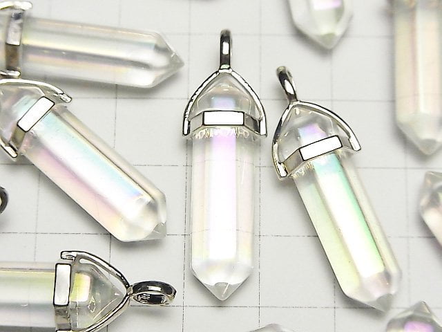 [Video]Crystal AA++ Double Point Pendant 32x8x8mm Silver Color AB Coating 3pcs