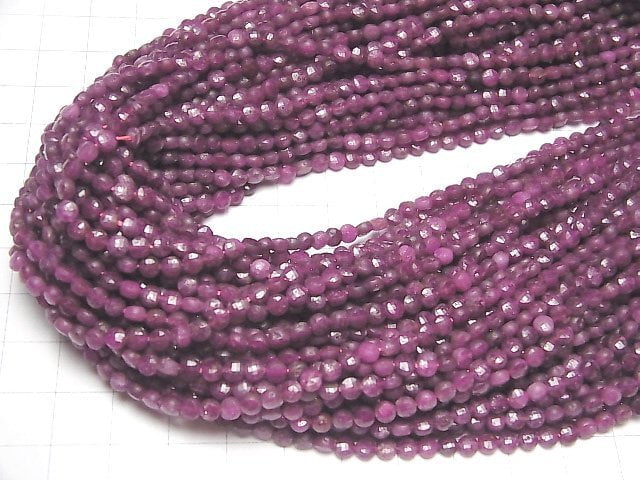 [Video]High Quality! Ruby AA+ Faceted Coin 4x4x2.5mm 1strand beads (aprx.15inch/37cm)