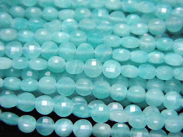 [Video]High Quality! Amazonite Silica AA+ Faceted Coin 4x4x2.5mm 1strand beads (aprx.15inch/37cm)