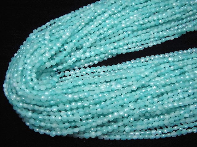 [Video]High Quality! Amazonite Silica AA+ Faceted Coin 4x4x2.5mm 1strand beads (aprx.15inch/37cm)