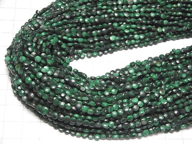 [Video]High Quality! Malachite AA++ Faceted Coin 4x4x2mm 1strand beads (aprx.15inch/37cm)