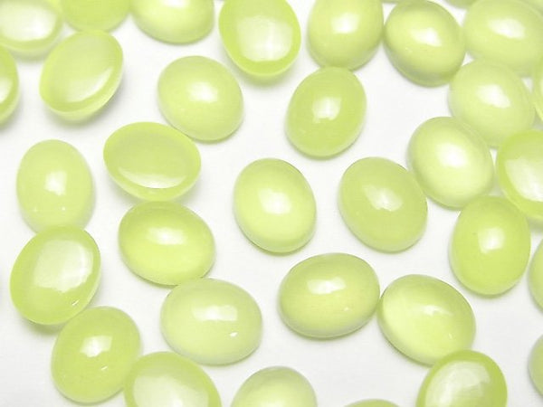 [Video]Lime Green Chalcedony AAA Oval Cabochon 10x8mm 3pcs