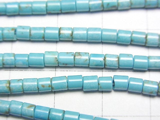 [Video]Magnesite Turquoise Tube 3x3x3mm 1strand beads (aprx.15inch/36cm)