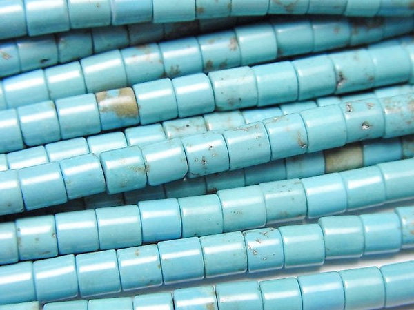 [Video]Magnesite Turquoise Tube 4x4x4mm 1strand beads (aprx.15inch/37cm)