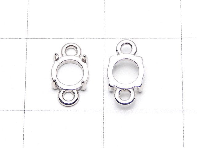 [Video] Silver925 Empty Frame Round 5mm [Both Side ] Rhodium Plated 2pcs