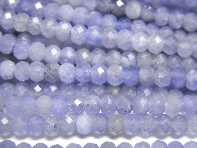 [Video]High Quality! Tanzanite AAA- Faceted Button Roundel 4x4x3mm half or 1strand beads (aprx.15inch/36cm)