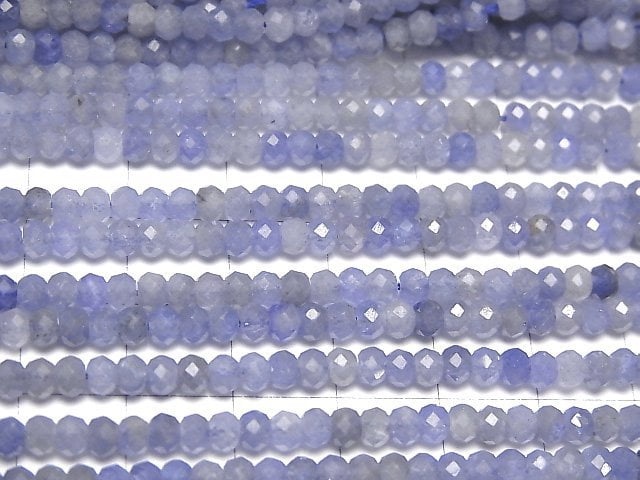 [Video]High Quality! Tanzanite AAA- Faceted Button Roundel 4x4x3mm half or 1strand beads (aprx.15inch/36cm)