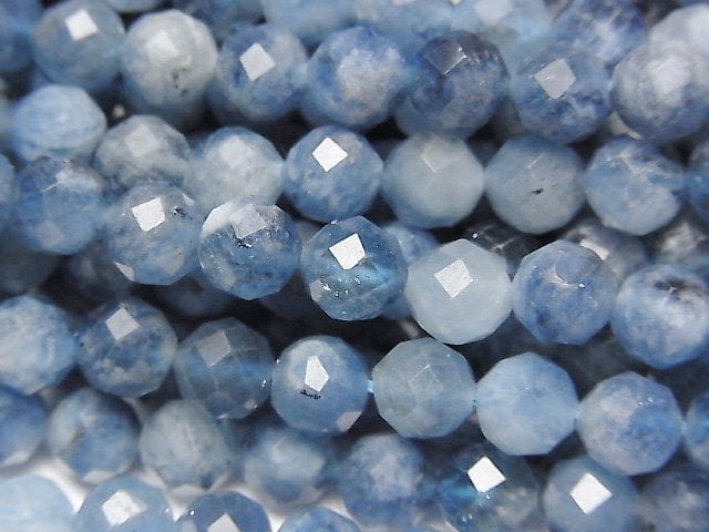 [Video]High Quality! Deep Blue Aquamarine AA++ 64Faceted Round 6-7mm half or 1strand beads (aprx.15inch/37cm)