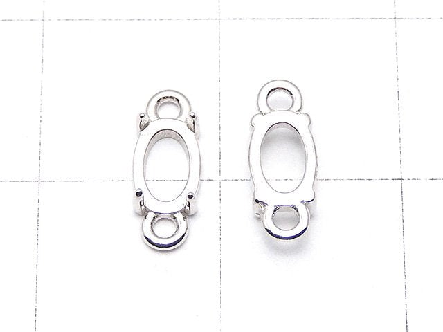 [Video]Silver925 Empty Frame Oval 6x4mm [Both Side ] Rhodium Plated 1pc