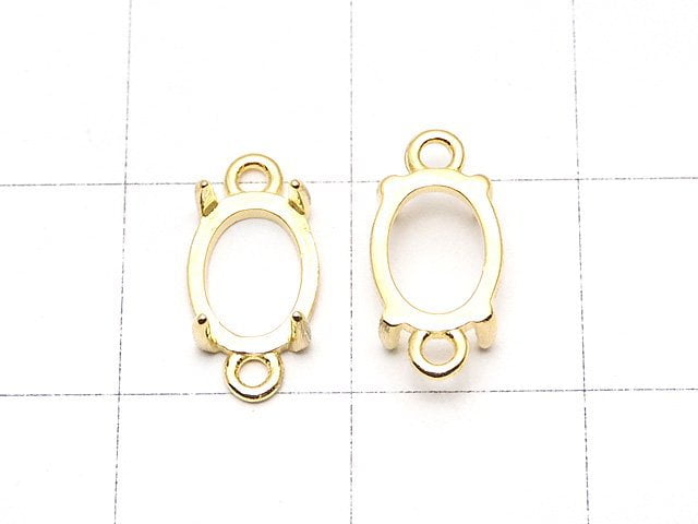 [Video]Silver925 Empty Frame Oval 8x6mm [Both Side ] Hairline 18KGP 1pc