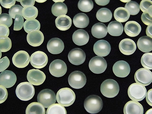 [Video] Apple Green Chalcedony AAA Round Cabochon 6x6mm 5pcs