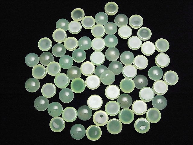[Video] Apple Green Chalcedony AAA Round Cabochon 12x12mm 2pcs