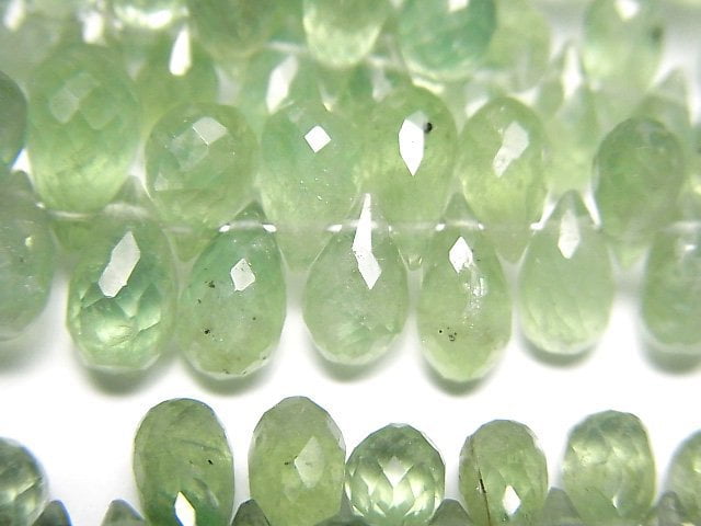[Video] High Quality Green Kyanite AAA- Drop Faceted Briolette half or 1strand beads (aprx.7inch / 18cm)