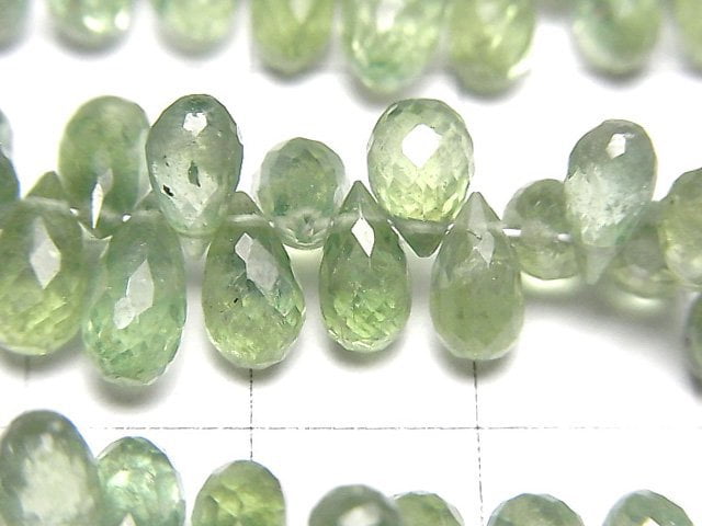 [Video] High Quality Green Kyanite AAA- Drop Faceted Briolette half or 1strand beads (aprx.7inch / 18cm)