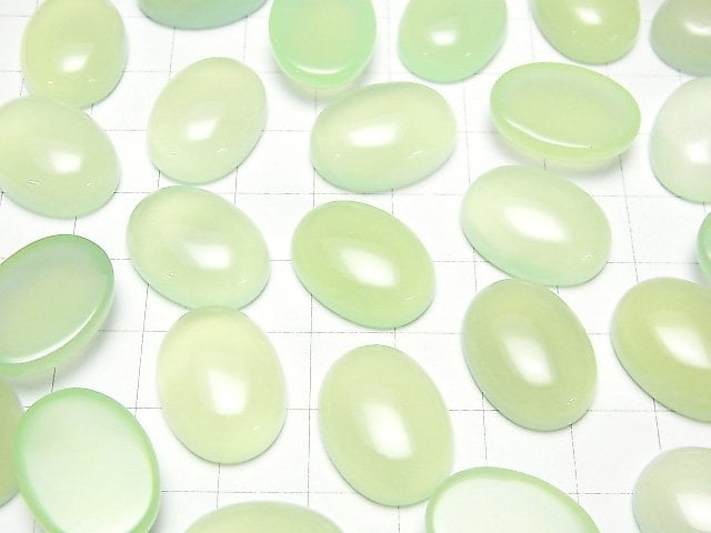[Video] Apple Green Chalcedony AAA Oval Cabochon 20x15mm 1pc