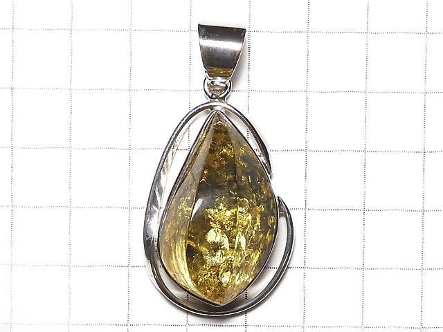 [Video] [One of a kind] Baltic Amber Pendant Silver925 NO.10