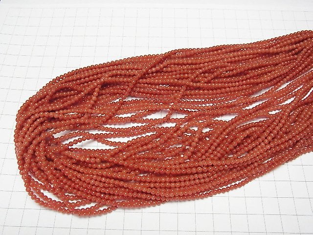 [Video] Sardinian Coral, Red Coral Round 3-3.5mm half or 1strand beads (aprx.20inch/50cm)