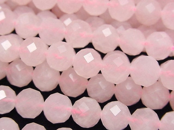 [Video]High Quality! Rose Quartz AA++ 64Faceted Round 8mm 1strand beads (aprx.15inch/37cm)
