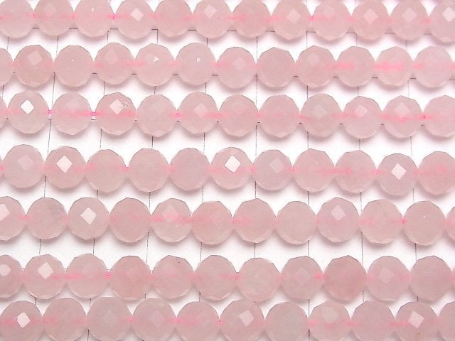 [Video]High Quality! Rose Quartz AA++ 64Faceted Round 8mm 1strand beads (aprx.15inch/37cm)