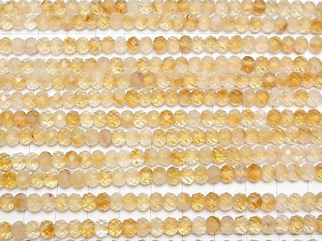 [Video]High Quality! Bi-color Citrine AA+ Faceted Button Roundel 6x6x4.5mm half or 1strand beads (aprx.15inch/37cm)